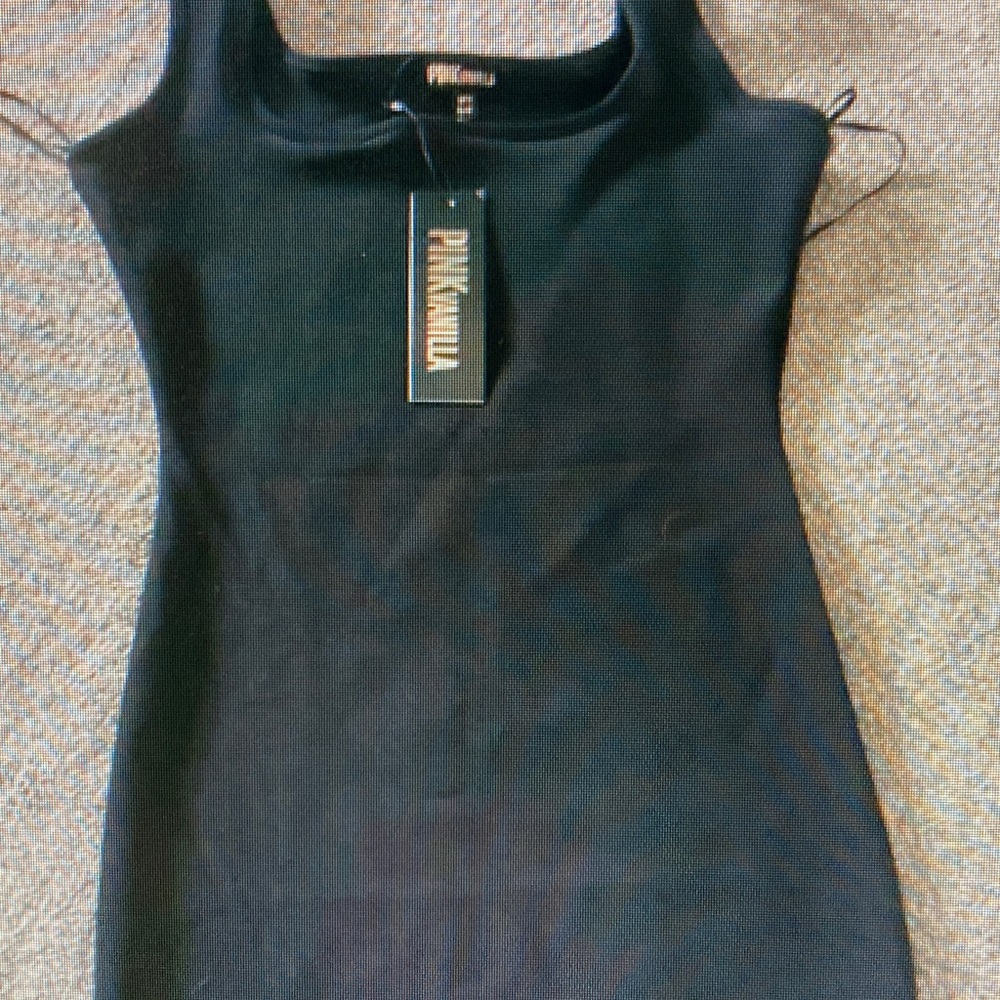 PinkVanilla Black Ribbed Scoop Neck Tank